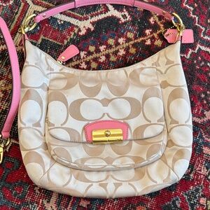 Coach Tan and Pink Shoulder Bag